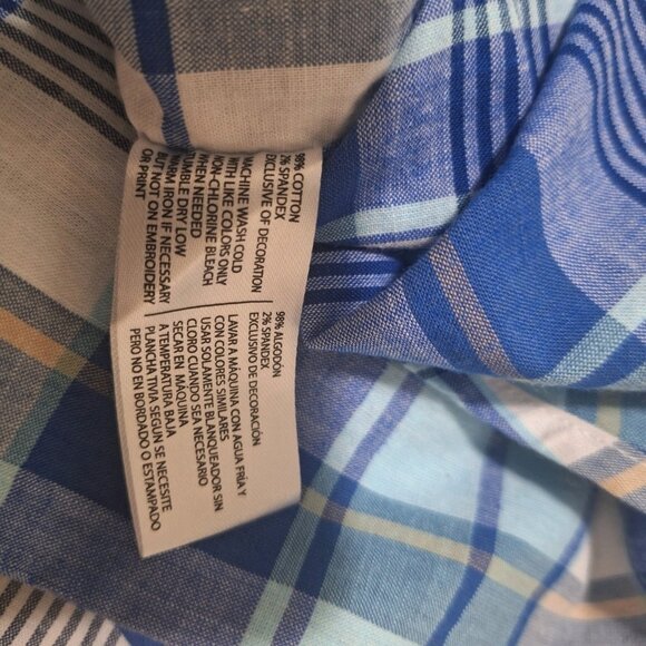 NWT U.S POLO ASSN Mens Short Sleeve Blue White Plaid Button Up Sz Med - Picture 4 of 7